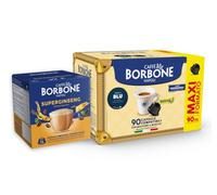 CAFFÉ BORBONE 154 capsules compatibles avec les machines de marque Nescafé® Dolce Gusto® - Kit assorti : 90 capsules « Miscela Blu Espresso » + 64 capsules « SuperGinseng » (4 paquets de 16)