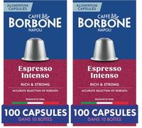 Caffè Borbone Espresso Intenso - 100 Capsules de Café - Riche et Vibrant - Compatibles avec les machines à café à usage domestique Nespresso* (Lot de 2)