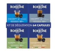 Caffè Borbone Kit Dégustation de 64 Capsules Compatibles Dolce Gusto® - Mix de 4 Mélanges avec Intensités Assorties - Compatibles avec Nescafè® Dolce Gusto®*