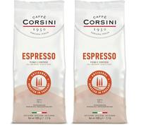 Caffè Corsini - Café en Grains Espresso 1 Kg, Mélange Classique Arabica et Robusta, Torréfaction Moyennement Sombre, Café Corsé Intense à l'Arôme Plein, Origine Amérique du Sud et Afrique (Lot de 2)