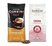 Caffè Corsini - Set Café en Grains Crémeux Maison Douce Maison, Espresso, Torréfié, 2x1kg, 2kg Total