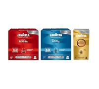 Caffè Lavazza Lot de 240 capsules compatibles Nespresso, mélanges variés (qualité rouge, dek, qualité dorée)