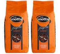 CAFFE' MOTTA Caffe en grains de 2 kg, grains de café de qualité salon bar expresso classique mélange arabe et robuste, fabriqué en Italie (2 boîtes de 1 kg)