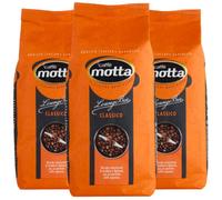 CAFFE' MOTTA Caffe en grains de 3 kg, grains de café de qualité salon bar expresso classique mélange arabe et robuste, fabriqué en Italie (3 boîtes de 1 kg)