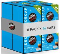 Caffè Vergnano 1882 - Capsules Compatibles A Modo Mio, Décaféiné | 128 Capsules - 8 Paquets de 16 Capsules