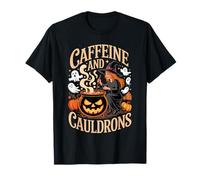Caffeine and Cauldrons Coffee Witches Ghosts Halloween T-Shirt