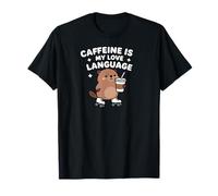 Caffeine is My Love Language Cute Beaver Roller Skating T-Shirt
