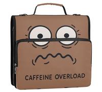 Caffeine Overload Look Sac de classement à 3 anneaux avec fermeture éclair et poignée et bandoulière amovible Capacité de rangement pour l'école et le bureau 3,8 cm