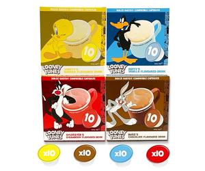Cafféluxe Boisson au lait aromatisée Dolce Gusto Dosettes compatibles - Looney Tunes Boisson chaude ou lait frappé (1 pièce (1 paquet)) (Mixte)