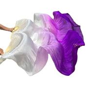 CaFfen éVentail De Danse Fans 1 Paire d'éventails en Soie for Danse du Ventre, véritables éventails, Longs, Faits à la Main, dégradé de Couleurs(Style 6,180cm Imitation Silk)
