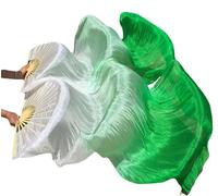 CaFfen éVentail De Danse Fans 1 Paire d'éventails en Soie for Danse du Ventre, véritables éventails, Longs, Faits à la Main, dégradé de Couleurs(Style 7,120cm Imitation Silk)