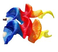 CaFfen éVentail De Danse Fans Éventails de Danse en Tissu Soie 1 Paire Gauche + Droite éventail du Ventre Teint à la Main(Color17,120cm Imitation Silk)