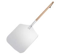 CaFfen Pelle Pizza Pelle à pizza carrée, poussoir en aluminium avec manche bois, pain, base
