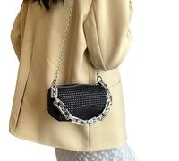 CaFfen Sacs à Diamants Pour Femmes Sac seau à strass, sac main et pochette de soirée chaîne scintillante, petit bandoulière for femme(Black)