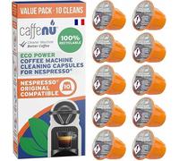 Caffenu 10 capsules de nettoyage Nespresso | Nettoyant pour machine à café pour café croustillant | Accessoires Barista | À combiner avec le kit de détartrage Nespresso