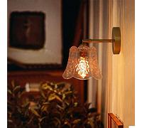 CAFIEDR Applique Murale, Abat-Jour en Verre Transparent à Motifs, Support en cuivre orientable de Haut en Bas, idéale pour Une entrée d'hôtel ou Une Table de Chevet.