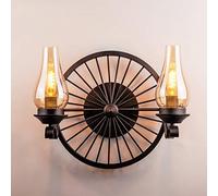 CAFIEDR Applique Murale décorative rétro Industrielle en Fer forgé, Style Industriel, avec Support en Verre pour Chambre à Coucher.