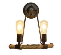 CAFIEDR Applique Murale Double tête, Style Moderne et Minimaliste, pour Balcon ou escalier, avec Support Semi-Circulaire en Corde de Chanvre.