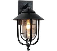 CAFIEDR Applique Murale extérieure Style rétro Industriel, éclairage encastré Effet Pluie, veilleuse, idéale pour Balcon, café ou Couloir, avec Support Mural/Noir / 21 × 37,5 cm