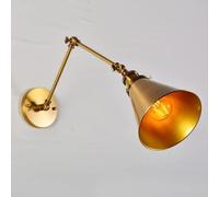 CAFIEDR Applique Murale Industrielle dorée, Abat-Jour évasé E27, Support en Fer à Bras Long rétractable, Suspension intérieure pour Restaurant, entrepôt