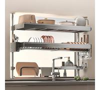 CAFIEDR Égouttoir À Vaisselle À Poser sur Évier, Organisateur De Rangement De Cuisine Réglable, Égouttoir Extensible pour La Famille * Camping-Car, Étagère Gain De Place, Gris.Gray 2-78cm/30.7in