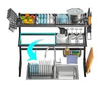 CAFIEDR Égouttoir À Vaisselle À Poser sur L'Évier - Organisateur De Cuisine Gain De Place À 3 Niveaux avec Porte-Ustensiles Et Grande Étagère D'Égouttage pour Un Rangement Et Un Sécha.65cm/25.6in