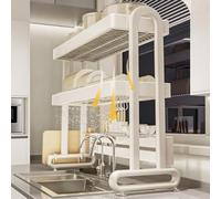 CAFIEDR Égouttoir À Vaisselle Multifonctionnel en Acier Inoxydable À 12 Niveaux avec Porte-Ustensiles, Idéal pour Évier Et Plan De Travail. Gain De Place..White-75x80cm/29.5x31.4in