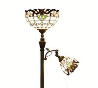 CAFIEDR Lampadaire H168 cm à 2 têtes pour Salon, Style méditerranéen, Bronze, métal, pour Bureau, Chambre à Coucher, luminaires de Luxe européens(B)