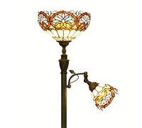 CAFIEDR Lampadaire H168 cm à 2 têtes pour Salon, Style méditerranéen, Bronze, métal, pour Bureau, Chambre à Coucher, luminaires de Luxe européens(Un)
