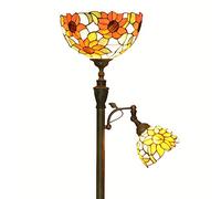 CAFIEDR Lampadaire H168cm Libellule Salon 2 Têtes Méditerranée Bronze Métal Bureau Lampadaire Chambre Luminaires de Sol Européens de Luxe(Tournesol)