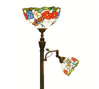 CAFIEDR Lampadaire H168cm Libellule Salon 2 Têtes Méditerranée Bronze Métal Bureau Lampadaire Chambre Luminaires de Sol Européens de Luxe(Libellule)