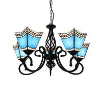 CAFIEDR Lampe Suspendue de Restaurant Bleu méditerranéen, Lampe Suspendue de Salon Vintage, Lampe Suspendue de Chambre à Coucher, Lustre(Bleu)