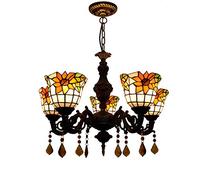 CAFIEDR Lustre 24 Pouces 5 têtes en Verre Couleur Chaude, Style Tournesol, idéal pour Un Restaurant, Un café ou Un Salon