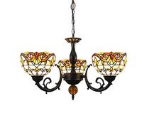 CAFIEDR Lustre Baroque rétro, Suspension à 3 Bras de Style avec Abat-Jour en Verre teinté de 8 Pouces, plafonniers, luminaire de Salle à Manger, de Cuisine ou de Bar