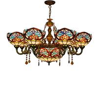 CAFIEDR Lustre de Salle à Manger à 8 têtes, Grand Lustre Bleu, Style Baroque coloré, Lampe Suspendue en Cristal de Verre pour Hall, Salon, Restaurant, Bar