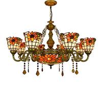 CAFIEDR Lustre de Salle à Manger à 8 têtes, Style Lustre, Couleur Chaude, Tournesol, Lustre en Verre coloré, Lampe Suspendue pour Hall, Salon, Restaurant, Bar