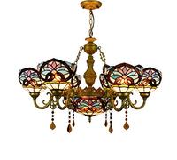 CAFIEDR Lustre de Salle à Manger de 81 cm, Style Lampe Love Bleue, Abat-Jour en Verre teinté, Lustre à 6 Bras avec Suspension inversée de 30 cm pour Hall, Salon, Restaurant, Bar