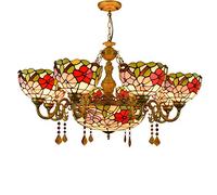 CAFIEDR Lustre de Salle à Manger, Lustre à 8 têtes, Grand Lustre Morning Glory, Lampe Suspendue en Cristal de Verre de Style coloré pour Hall, Salon, Restaurant, Bar