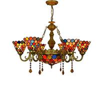 CAFIEDR Lustre de Salle à Manger Style, 81 cm, Abat-Jour à Pois colorés, 8 Bras, avec Suspension inversée de 40 cm, idéal pour Un Hall d'entrée, Un Salon, Une Salle à Manger ou Un Bar.