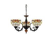 CAFIEDR Lustre de Salle à Manger Style, Lustre en vitrail, Abat-Jour Baroque, Lustre à 3 Bras avec Suspension inversée