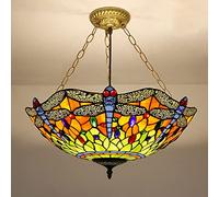 CAFIEDR Lustre de Style de 20 Pouces, Lampe Suspendue Vintage en Verre teinté Fait à la Main, plafonnier LED E27 réglable en Hauteur pour Salon Chambre à Couche(D)