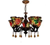 CAFIEDR Lustre Lustre 5 Lustres Vitrail Raisin Lustre en Verre Style Européen Salle à Manger Salon Chambre Bar Lustre en Cristal Créatif