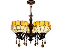 CAFIEDR Lustre Lustre en Cristal coloré Lustre Moderne Minimaliste méditerranéen créatif Lustre en Verre européen rétro Jaune Bar Restaurant Lustre