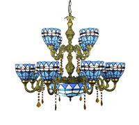 CAFIEDR Lustre Lustre en Verre à 12 têtes Lustre en Verre Lustre en Cristal de Style méditerranéen éblouissant Lustre en Cristal pour Hall d'entrée Salon Restaurant Bar Lustre