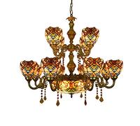 CAFIEDR Lustre Lustre en Verre à 12 têtes Lustre Orange Baroque coloré de Style Cristal Lustre de Salle à Manger Salon Hall Bar Lustre en Verre