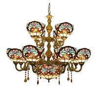 CAFIEDR Lustre Plafonnier Plafonnier Suspension Luminaire 12 Têtes Lustre Grand Lustre Bleu Baroque Gloire Style Verre Cristal Suspension Lampe Lustre