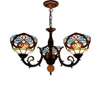 CAFIEDR Lustre rétro créatif en Forme de cœur Bleu, Style, 20 cm, en Verre teinté, à 3 Bras, éclairage de Plafond pour Salle à Manger et Cuisine