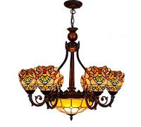 CAFIEDR Lustre Salle à Manger Lustre Style européen rétro Baroque Créativité Vitrail Salon Salle à Manger Chambre 6 8 Lustre Café Rouge Bronze Support Lampe Suspendue Bar Salle à Manger Cl