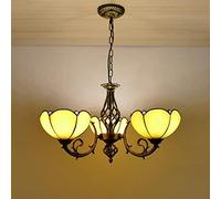 CAFIEDR Lustre Style [3 lumières] Luminaire Suspendu en Verre teinté [Hauteur réglable de 12 Pouces] Plafonnier Vintage Antique E26 pour Salon, Chambre, Salle à Manger, Cuisine, D