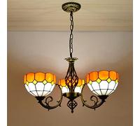 CAFIEDR Lustre Style [3 lumières] Luminaire Suspendu en Verre teinté [Hauteur réglable de 12 Pouces] Plafonnier Vintage Antique E26 pour Salon, Chambre, Salle à Manger, Cuisine